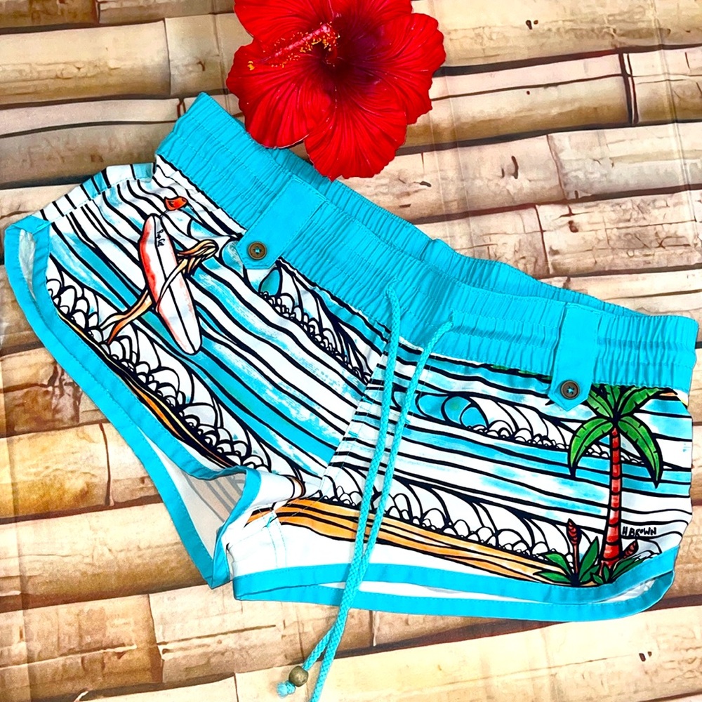 Heather Brown Blonde Surfer Girl Waves Swim Board Shorts Sea Spectrum Boardie